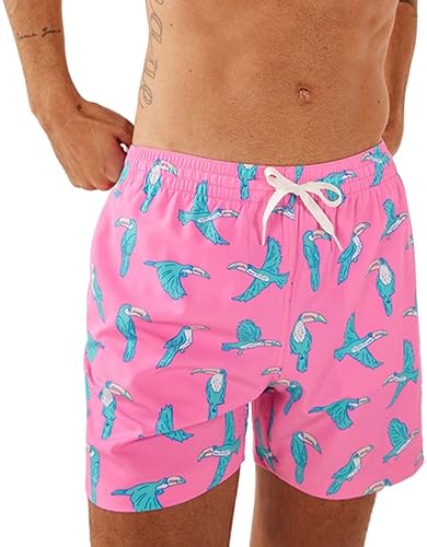 CHUBBIES MEN'S SWIM TRUNKS - 4-WAY STRETCH BEACH SHORTS, ELASTIC WAIST, DRAWSTRING