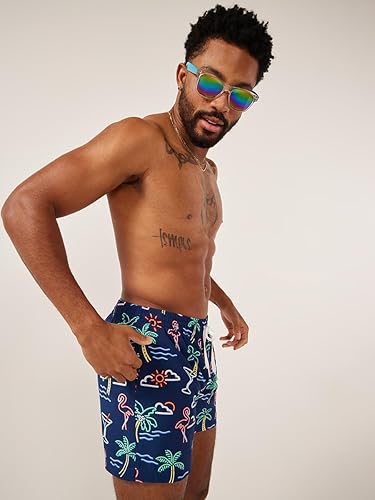 CHUBBIES MEN'S SWIM TRUNKS: 4-WAY STRETCH BEACH SHORTS WITH ELASTIC WAIST - 5.5" INSEAM