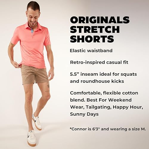 CHUBBIES MEN'S 5.5 INCH CHINO SHORTS: CASUAL ELASTIC WAISTBAND, POCKETS, STRETCH COTTON