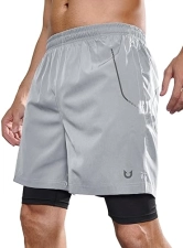 NORTHYARD Men's 2-in-1 Workout Shorts 5" - Quick Dry Athletic Shorts with Phone Pockets
