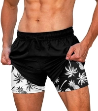 Nuoguangxingdianzi Men's Quick Dry Swim Trunks with Compression Liner - 5.5" Inseam Beach Shorts