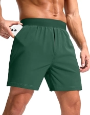 Soothfeel Men's Running Shorts with Zipper Pockets - Quick Dry Athletic Shorts