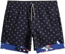 Baohui Maamgic Men's 2-in-1 Stretch Workout Gym Shorts with Compression Liner and Zip Pocket