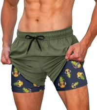 Nuoguangxingdianzi Cozople Men's Quick Dry Swim Trunks with Compression Liner - 5.5" Inseam Beach Shorts