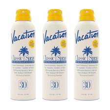 SPF 30 Water-Resistant Sunscreen Spray, Lightweight, Vegan, 6 Fl. Oz. (Pack of 3)