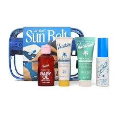 Vacation Sun Belt Sampler Kit: SPF 30-50 Sunscreen Pack with Lotion, Face Mist, Baby Oil, After Sun Gel & Fanny Pack