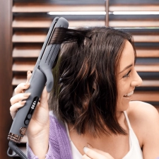 Hairitage 2-in-1 Straightener/Curling Iron Set: 1" Ceramic Tourmaline Flat Iron + Argan Oil Heat Protectant Spray - Ideal for Styling