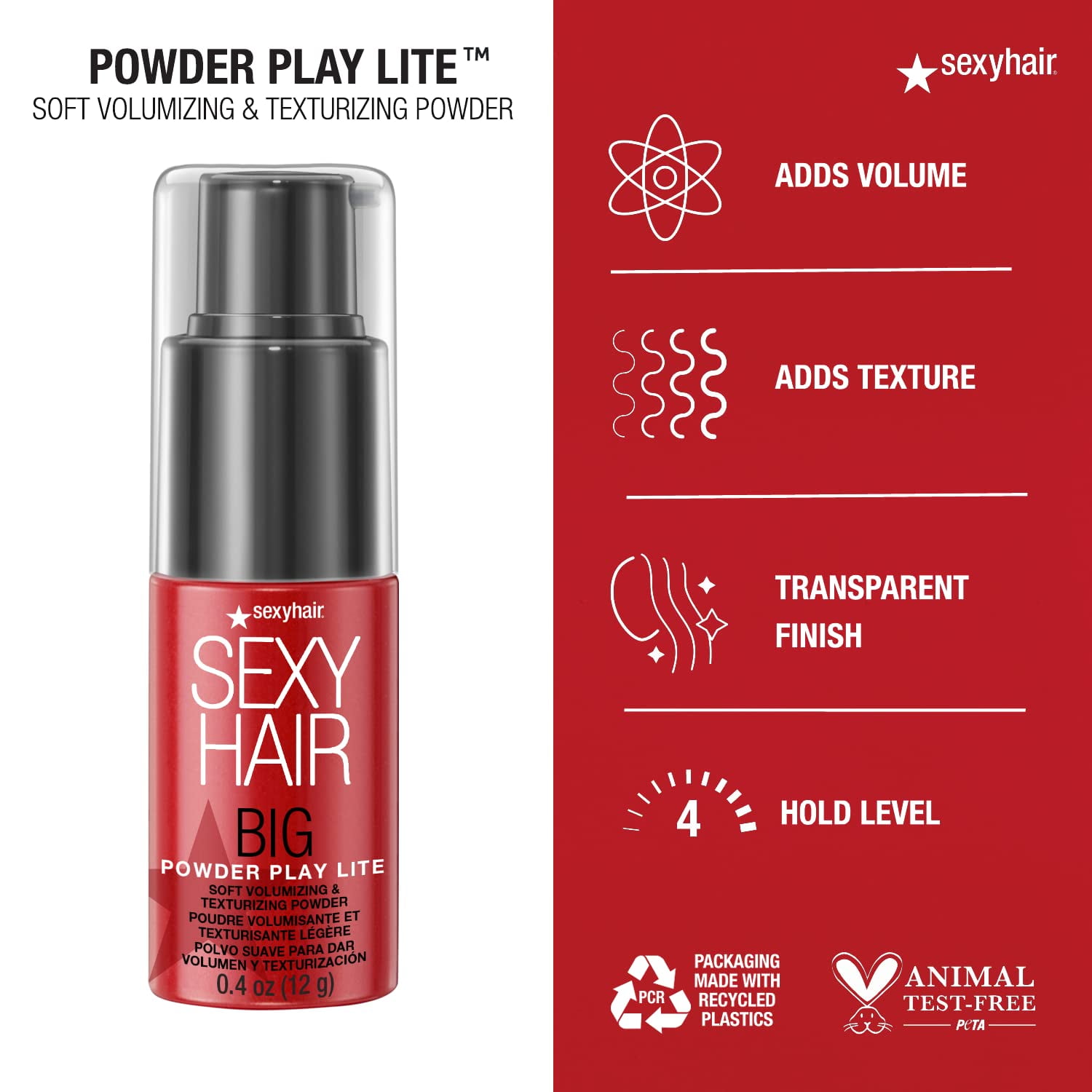 SEXY HAIR POWDER PLAY LITE VOLUMIZING & TEXTURIZING POWDER, 0.4 OZ