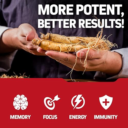 HERBTONICS KOREAN RED PANAX GINSENG 1500MG ENERGY SUPPLEMENT - PEAK PERFORMANCE, FOCUS & VITALITY - HIGH POTENCY - 240 CAPSULES