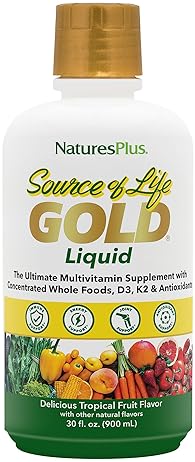 NATURES PLUS SOURCE OF LIFE GOLD LIQUID MULTIVITAMIN - 30 OZ - SUPPORTS ENERGY, IMMUNE HEALTH & WELL-BEING - 30 SERVINGS