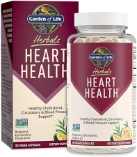 Garden of life Herbals Heart Health Supplement with Folate & Bergamot - Cholesterol Support, Non-GMO, Gluten-Free - Citrus Flavor