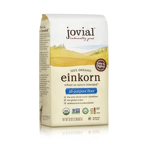 JOVIAL ORGANIC EINKORN ALL PURPOSE FLOUR FOR SOURDOUGH BREAD - HIGH PROTEIN, NON-GMO, 32 OZ