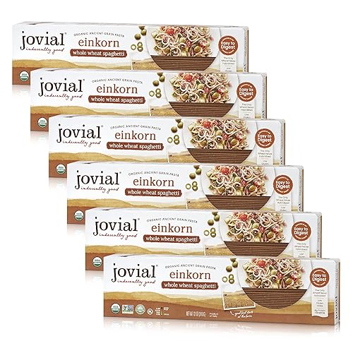 JOVIAL EINKORN WHOLE GRAIN SPAGHETTI PASTA - HIGH PROTEIN, NON-GMO, USDA CERTIFIED, MADE IN ITALY - 12 OZ, PACK OF 6