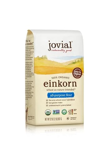 JOVIAL ORGANIC EINKORN UNBLEACHED ALL PURPOSE FLOUR FOR SOURDOUGH BREAD - HIGH PROTEIN, NON-GMO, 10 PACK - 32 OZ