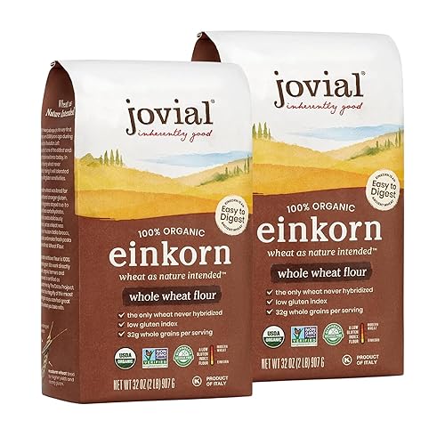 JOVIAL ORGANIC EINKORN WHOLE WHEAT FLOUR - HIGH PROTEIN SOURDOUGH BREAD & PIZZA FLOUR - 32 OZ, 2 PACK