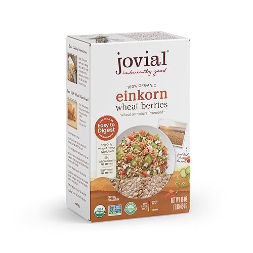 JOVIAL EINKORN WHEAT BERRIES - HIGH PROTEIN, NON-GMO, USDA CERTIFIED, PRODUCT OF ITALY - 16OZ
