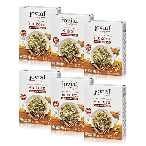 JOVIAL ORGANIC EINKORN FUSILLI PASTA - HIGH PROTEIN, NON-GMO, USDA CERTIFIED, MADE IN ITALY - 12 OZ, 6 PACK