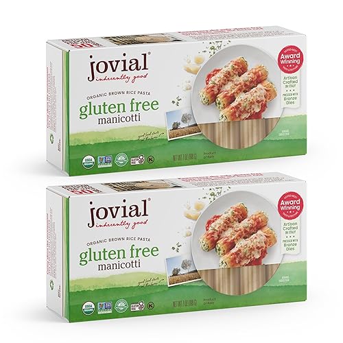 JOVIAL ORGANIC GLUTEN-FREE BROWN RICE MANICOTTI PASTA - WHOLE GRAIN ITALIAN PASTA - 14 OZ