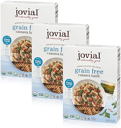 JOVIAL ORGANIC CASSAVA FUSILLI PASTA TRIO - GLUTEN-FREE, PALEO, NON-GMO, HIGH-FIBER - 8 OZ X 3