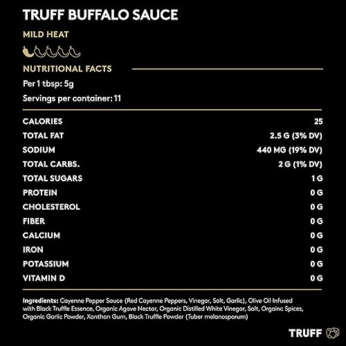 TRUFF BUFFALO SAUCE: GOURMET HOT SAUCE WITH RED CAYENNE PEPPERS AND BLACK TRUFFLE OIL - 6 OZ.