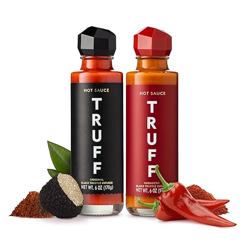 TRUFF HOT SAUCE DUO: BLACK TRUFFLE & CHILI PEPPERS, 2-PACK GIFT SET FOR HOT SAUCE FANS (6 OZ EACH)