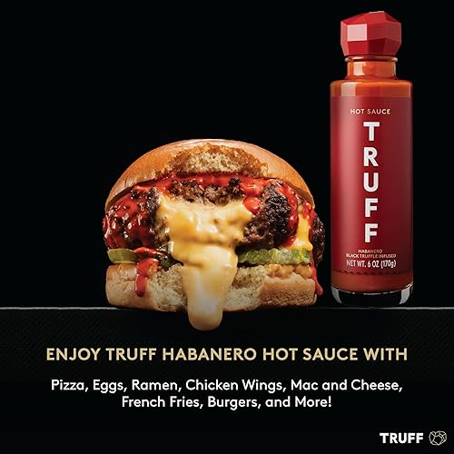 TRUFF HABANERO BLACK TRUFFLE HOT SAUCE, SPICY GOURMET SAUCE WITH JALAPEñO & RED CHILI PEPPERS, 6 OZ.