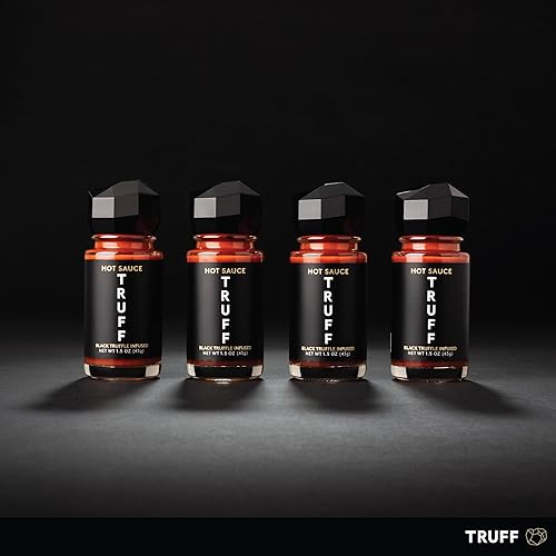 TRUFF HOT SAUCE MINI SET - BLACK TRUFFLE & CHILI, 4-PACK TRAVEL BOTTLES - UNIQUE FLAVOR GIFT (1.5 OZ)