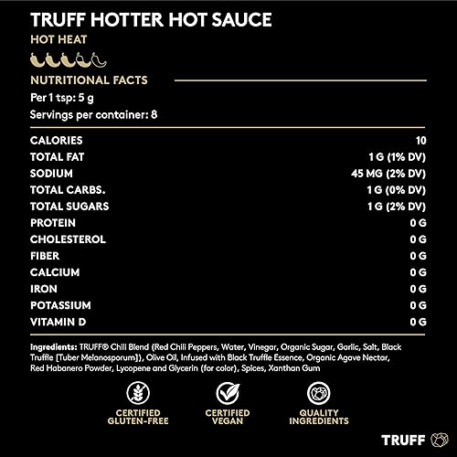 TRUFF HOTTER SAUCE MINI SET - BLACK TRUFFLE & CHILI PEPPERS, 4-PACK TRAVEL BOTTLES, GIFT FOR HOT SAUCE FANS