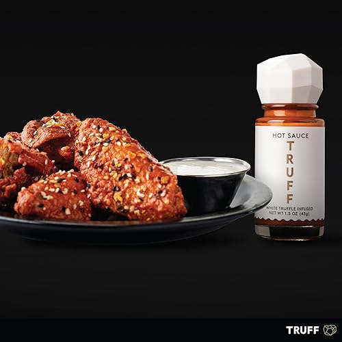 TRUFF WHITE TRUFFLE HOT SAUCE MINI SET - 4 PACK, PORTABLE TRAVEL BOTTLES WITH RED CHILI PEPPERS, CORIANDER - PERFECT GIFT FOR HOT SAUCE ENTHUSIASTS (6 OZ)