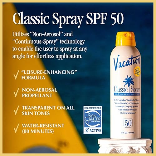 VACATION CLASSIC SUNSCREEN SPRAY, WATER-RESISTANT, LIGHTWEIGHT, VEGAN, 6 FL. OZ. - PACK OF 3
