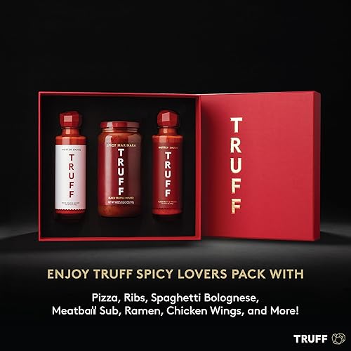 TRUFF SPICY LOVERS PACK - HOTTER SAUCE, WHITE HOTTER SAUCE, BLACK TRUFFLE ARRABBIATA PASTA SAUCE - SPICY TRUFFLE GIFT SET