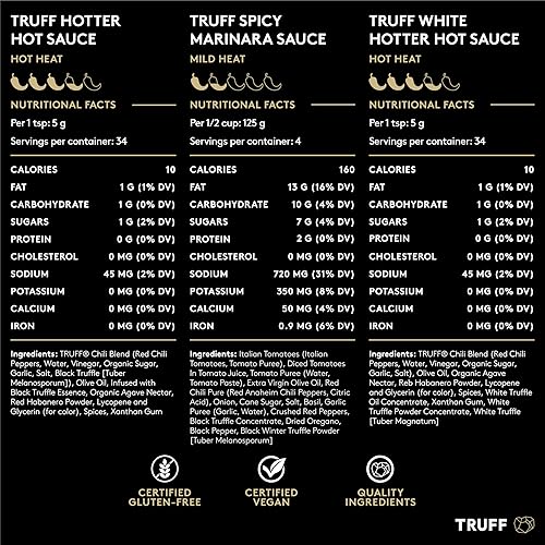 TRUFF SPICY LOVERS PACK - HOTTER SAUCE, WHITE HOTTER SAUCE, BLACK TRUFFLE ARRABBIATA PASTA SAUCE - SPICY TRUFFLE GIFT SET