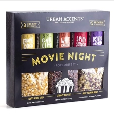 Urban Accents Movie Night Popcorn Variety Pack - 3 Non-GMO Kernels & 5 Gourmet Seasonings