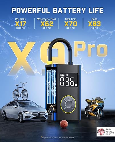 FANTTIK X9 PRO PORTABLE TIRE INFLATOR | FAST INFLATE ELECTRIC BIKE PUMP | DIGITAL GAUGE | 150PSI AIR COMPRESSOR