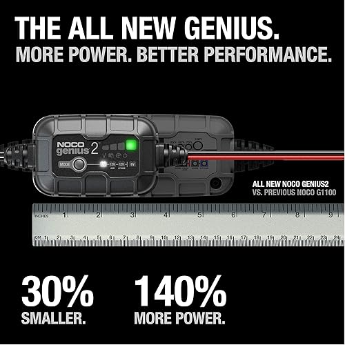 NOCO GENIUS2: SMART BATTERY CHARGER 2A FOR LEAD-ACID & LITHIUM BATTERIES