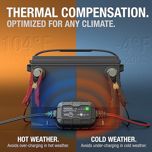 NOCO GENIUS2: SMART BATTERY CHARGER 2A FOR LEAD-ACID & LITHIUM BATTERIES