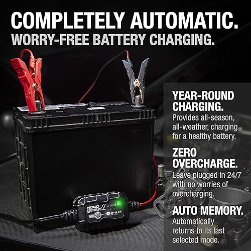 NOCO GENIUS2: SMART BATTERY CHARGER 2A FOR LEAD-ACID & LITHIUM BATTERIES