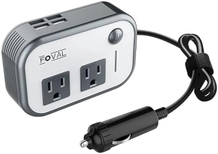 FOVAL 200W CAR POWER INVERTER WITH 4 USB PORTS - 12V DC TO 110V AC ADAPTER
