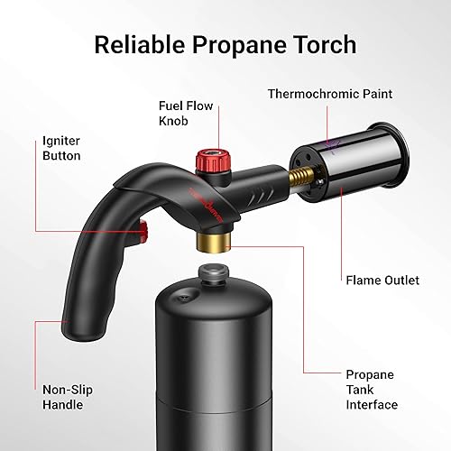 THERMOMAVEN ADJUSTABLE CULINARY PROPANE TORCH FOR SOUS VIDE, BBQ & GRILL - PROPANE TANK NOT INCLUDED