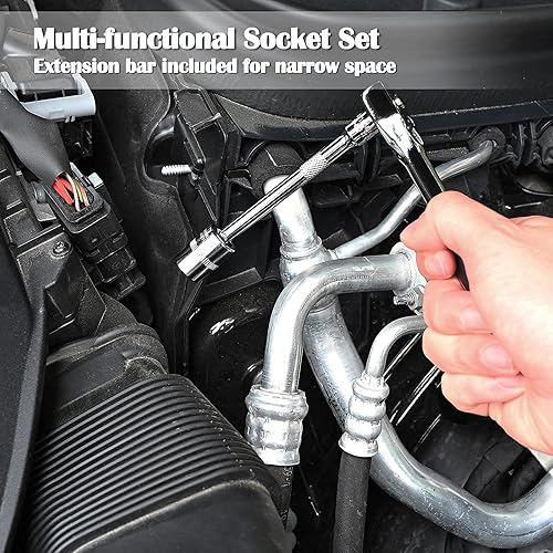 EGOFINE 46-PIECE SOCKET RATCHET WRENCH SET WITH METRIC BIT SET AND EXTENSION BAR - IDEAL FOR AUTO REPAIR & HOUSEHOLD - STORAGE CASE INCLUDED