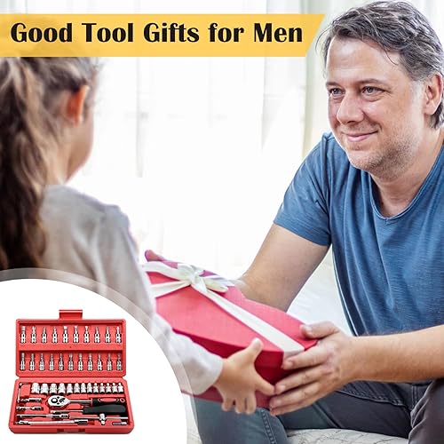 EGOFINE 46-PIECE SOCKET RATCHET WRENCH SET WITH METRIC BIT SET AND EXTENSION BAR - IDEAL FOR AUTO REPAIR & HOUSEHOLD - STORAGE CASE INCLUDED