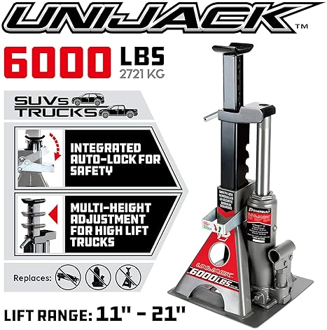 ALLTRADE TOOLS POWERBUILT 3 TON ALL-IN-ONE CAR LIFT & JACK STANDS - 6000 LB CAPACITY - HEAVY DUTY UNIJACK