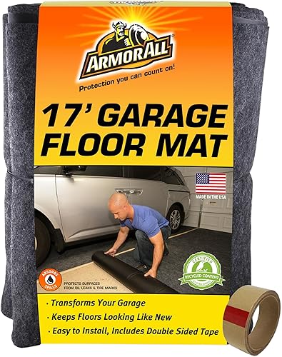 ARMOR ALL ORIGINAL GARAGE FLOOR MAT (17' X 7'4") - USA MADE CHARCOAL MAT FOR SURFACE PROTECTION AND GARAGE TRANSFORMATION