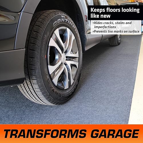 ARMOR ALL ORIGINAL GARAGE FLOOR MAT (17' X 7'4") - USA MADE CHARCOAL MAT FOR SURFACE PROTECTION AND GARAGE TRANSFORMATION