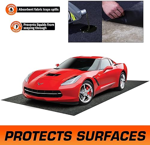 ARMOR ALL ORIGINAL GARAGE FLOOR MAT (17' X 7'4") - USA MADE CHARCOAL MAT FOR SURFACE PROTECTION AND GARAGE TRANSFORMATION