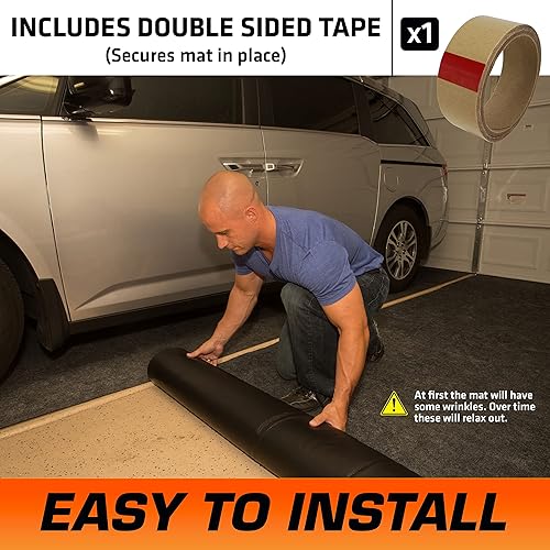 ARMOR ALL ORIGINAL GARAGE FLOOR MAT (17' X 7'4") - USA MADE CHARCOAL MAT FOR SURFACE PROTECTION AND GARAGE TRANSFORMATION