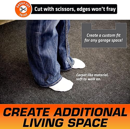 ARMOR ALL ORIGINAL GARAGE FLOOR MAT (17' X 7'4") - USA MADE CHARCOAL MAT FOR SURFACE PROTECTION AND GARAGE TRANSFORMATION
