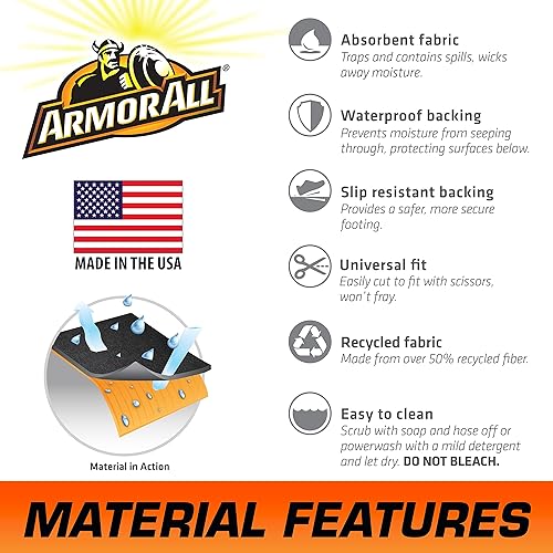 ARMOR ALL ORIGINAL GARAGE FLOOR MAT (17' X 7'4") - USA MADE CHARCOAL MAT FOR SURFACE PROTECTION AND GARAGE TRANSFORMATION