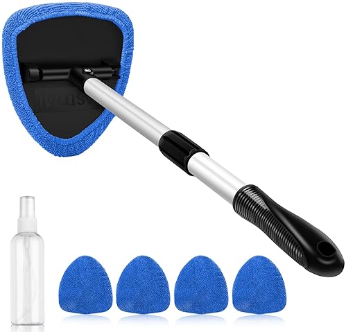 ASTROAL CAR INTERIOR CLEANING KIT WITH EXTENDABLE HANDLE & 4 MICROFIBER PADS
