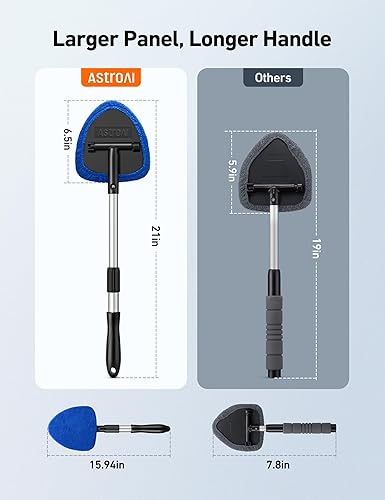ASTROAL CAR INTERIOR CLEANING KIT WITH EXTENDABLE HANDLE & 4 MICROFIBER PADS